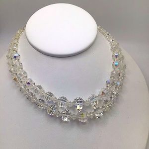 Vintage LAGUNA double strand Aurora Borealis necklace.